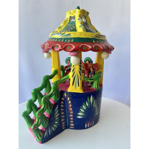 Gerardo Ortega Signed Carousel Vintage Mexican Folk Art Pottery - Picture 3 of 16